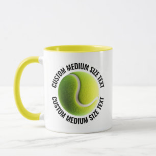 Mittlerer Text GELB Combo 11oz Individueller Tenni Tasse