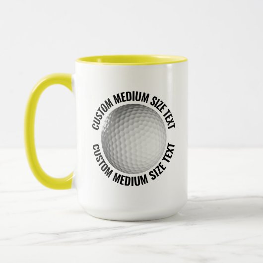 Mittlerer Text GELB Combo 15oz Custom Golf Tasse (Links)