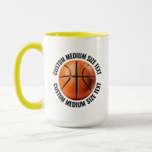 Mittlerer Text GELB Combo 15oz Individueller Baske Tasse
