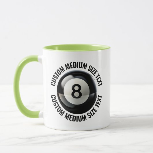 Mittlerer Text LIME GRÜN Combo 11oz Custom 8 Ball Tasse (Links)