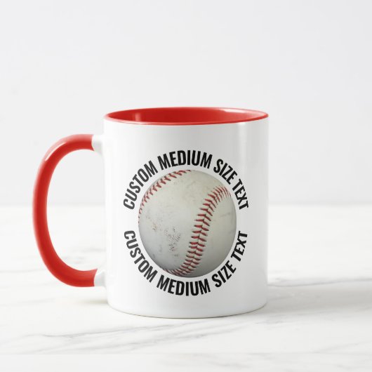 Mittlerer Text ROT Combo 11oz Individueller Baseba Tasse (Links)