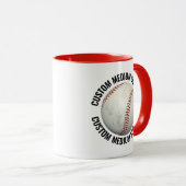 Mittlerer Text ROT Combo 11oz Individueller Baseba Tasse (VorderseiteRechts)