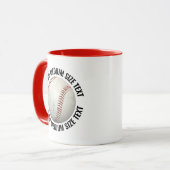 Mittlerer Text ROT Combo 11oz Individueller Baseba Tasse (Vorderseite Links)