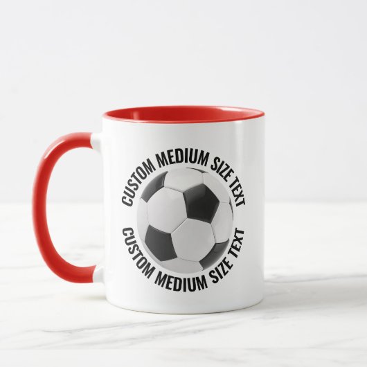 Mittlerer Text ROT Combo 11oz Individueller Fußbal Tasse (Links)