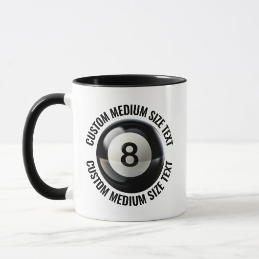 Mittlerer Text SCHWARZ Combo 11oz Custom 8 Ball Tasse (Links)