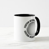 Mittlerer Text SCHWARZ Combo 11oz Custom Golf Tasse (VorderseiteRechts)