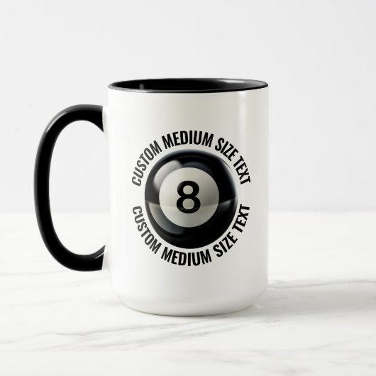 Mittlerer Text SCHWARZ Combo 15oz Custom 8 Ball Tasse (Links)