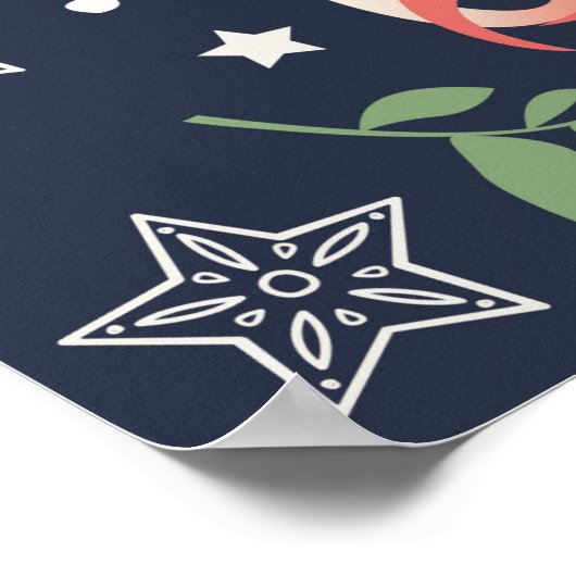 Mittleres Alter drucken Unicorn auf einer Weihnach Poster (Ecke)