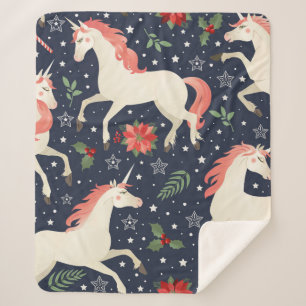 Mittleres Alter drucken Unicorn auf einer Weihnach Sherpadecke