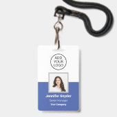 Mittleres Blau, Mitarbeiter-Foto-ID mit QR-Code, U Ausweis (Vorderseite mit Schlüsselband)