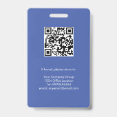 Mittleres Blau, Mitarbeiter-Foto-ID mit QR-Code, U Ausweis (Rückseite)