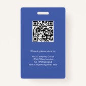 Mittleres Blau, Mitarbeiter-Foto-ID mit QR-Code, U Ausweis (Rückseite)