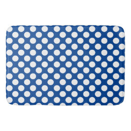 Mittleres blaues, weißes Polka Dot Muster Badematte