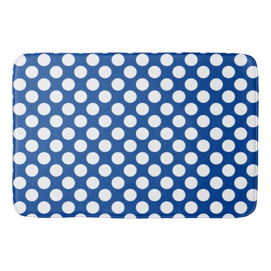 Mittleres blaues, weißes Polka Dot Muster Badematte (Vorderseite)