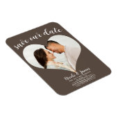 Mittleres braunes Herz Foto Hochzeit Speichern Sie Magnet (Rechte Seite)