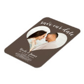 Mittleres braunes Herz Foto Hochzeit Speichern Sie Magnet (Linke Seite)