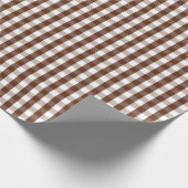 Mittleres Brown und weißes Gingham-Packpapier Geschenkpapier (Ecke)