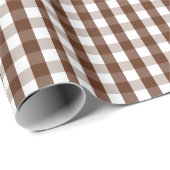Mittleres Brown und weißes Gingham-Packpapier Geschenkpapier (Rolleneckpunkt)