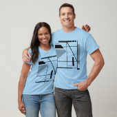 Mittleres Grau Schwarz, zeitgenössisches geometris T-Shirt (Unisex)