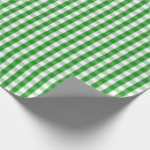 Mittleres grünes und weißes Gingham-Packpapier Geschenkpapier (Ecke)