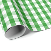 Mittleres grünes und weißes Gingham-Packpapier Geschenkpapier (Rolleneckpunkt)