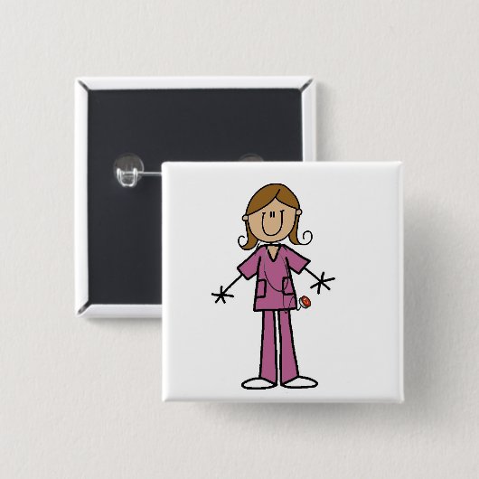 Mittleres Haut-Strichmännchen-weibliche Button (Vorne & Hinten)