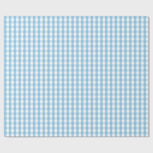 Mittleres hellblaues und weißes Gingham-Packpapier Geschenkpapier (Flach)