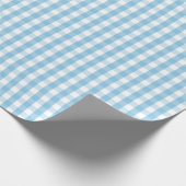Mittleres hellblaues und weißes Gingham-Packpapier Geschenkpapier (Ecke)