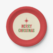 Mittleres Jahrhundert frohe Weihnachts Retro Typog Pappteller (Vorderseite)