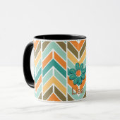 Mittleres Jahrhundert Vibrannte Aqua Stripe Kaffee Tasse (Vorderseite Links)