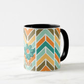 Mittleres Jahrhundert Vibrannte Aqua Stripe Kaffee Tasse (VorderseiteRechts)