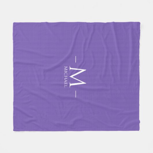 Mittleres Lila Blue Monogram Template Fleecedecke (Vorderseite (Horizontal))