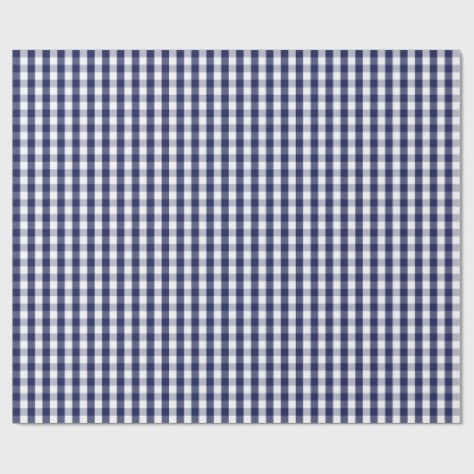 Mittleres Marine-Blau-und Weiß-Gingham-Packpapier Geschenkpapier (Flach)