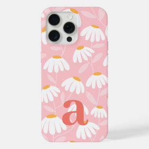 Mittleres Monogramm Buchstabe Rosa & Weiß Florales iPhone 15 Pro Max Hülle