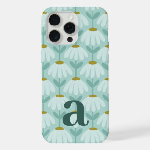 Mittleres Monogramm Buchstabe Teal Blau Vintage Bl iPhone 15 Pro Max Hülle