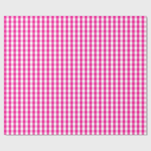 Mittleres Pink-und Weiß-Gingham-Packpapier Geschenkpapier (Flach)