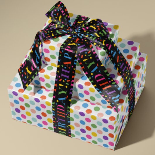 Mittleres Regenbogenfarbene Tupfenmuster Geschenkpapier