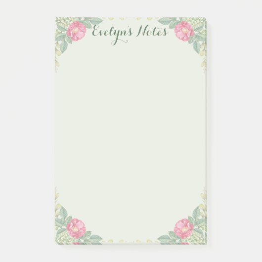 Mittleres Rosa blüht 4x6 Post-it Klebezettel (Vorderseite)