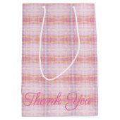 Mittleres Rosa Kariert Danke, Geschenktasche Mittlere Geschenktüte (Vorderseite)