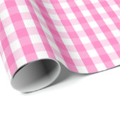 Mittleres rosa und weißes Gingham-Packpapier Geschenkpapier (Rolleneckpunkt)