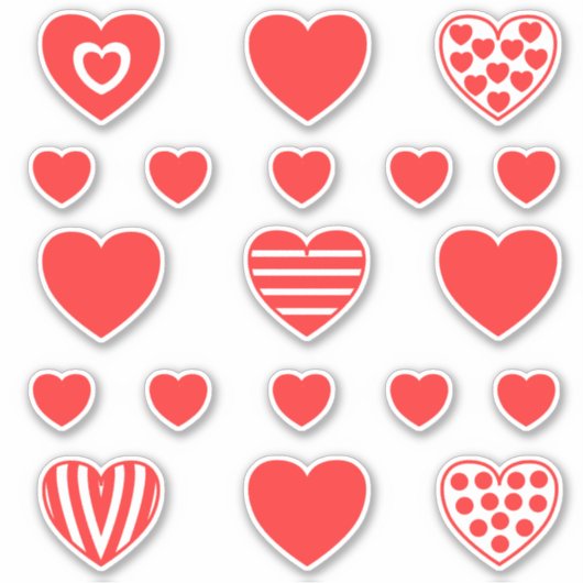 Mittleres rotes Herzmuster 2 Aufkleber (Vorderseite)