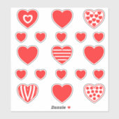 Mittleres rotes Herzmuster 2 Aufkleber (Blatt)