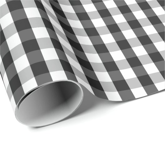 Mittleres Schwarzweiss-Gingham-Packpapier Geschenkpapier (Rolleneckpunkt)
