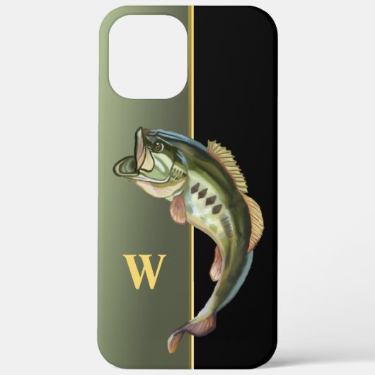 Mittleres Springender Barsch Angelmonogramm Case-Mate iPhone Hülle (Rückseite)