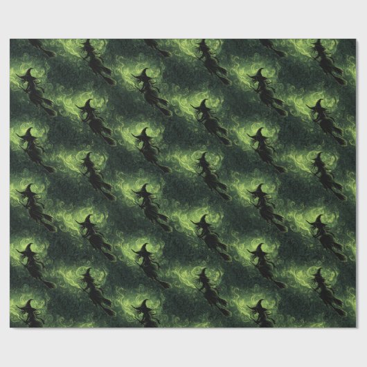 Mittleres Wicked Hexe-Silhouette-Muster Geschenkpapier (Flach)