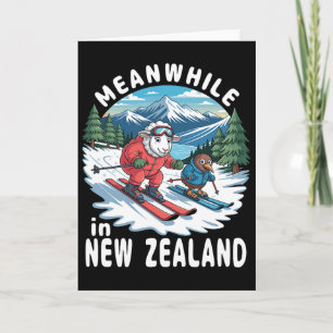 Mittlerweile Schaf Skiing Kiwi In Neuseeland Winte Karte