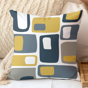 Mittsiebziger Funky Geometrische Formen Navy Senf Kissen