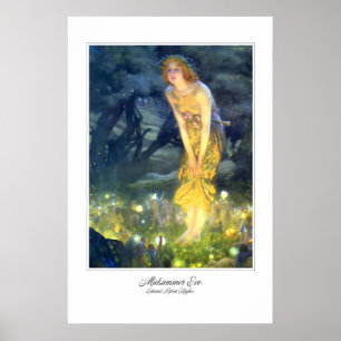 Mittsommer-Abend-Kunstposter Feen, Elfen, Magie Poster