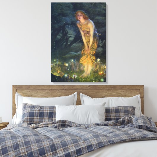 Mittsommer Abend Pre-Raphaelite Art Canvas Print Leinwanddruck (Insitu (Schlafzimmer))