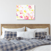 Mittsommer | Aquarellfarbe Rosa Blütenfarbe Leinwanddruck (Insitu (Schlafzimmer))